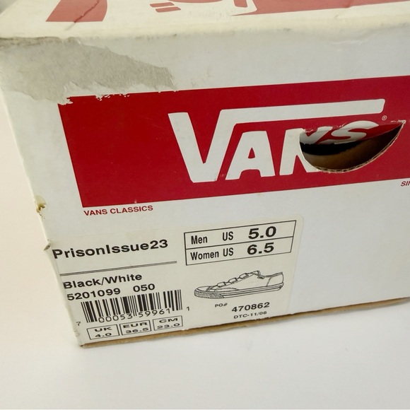 VANS PRISON ISSUE 23 BLACK CANVAS VELCRO 3 STRAP CLOSURE SNEAKERS - Picture 8 of 8